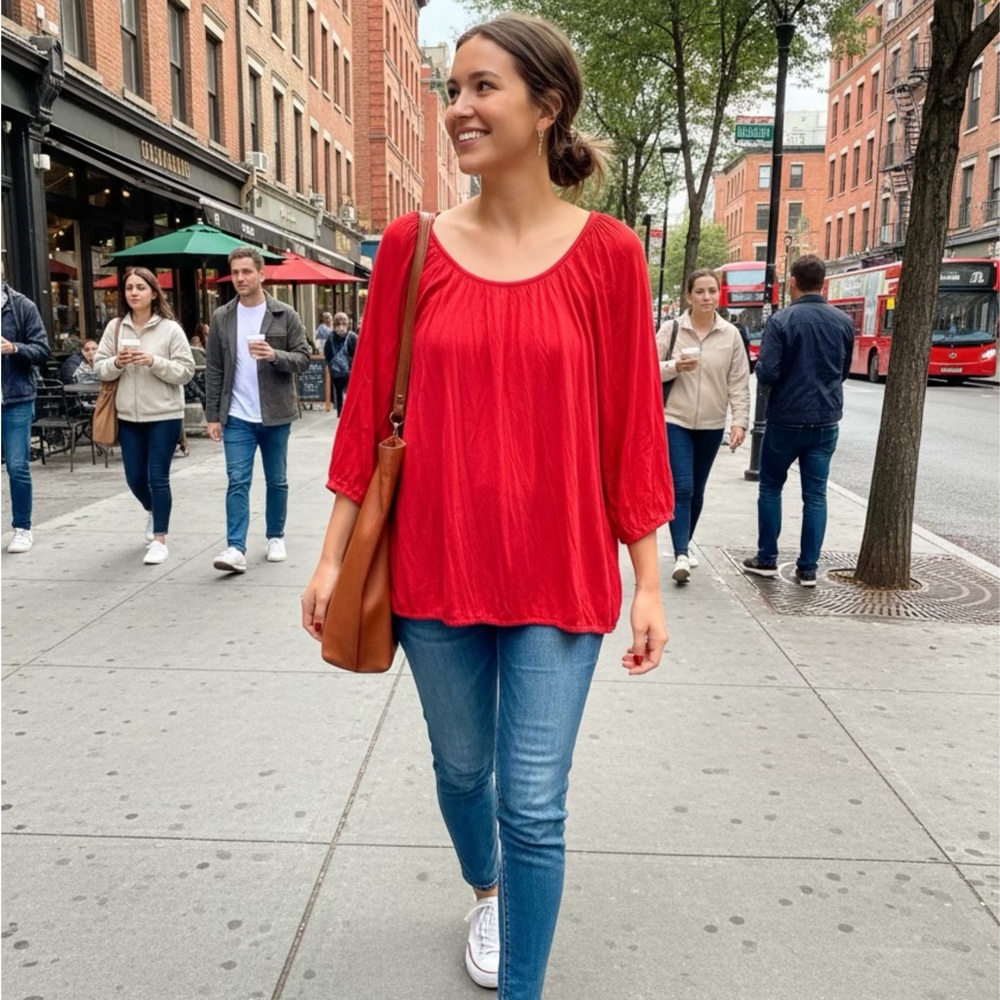 Michael Kors Red Peasant Blouse XL